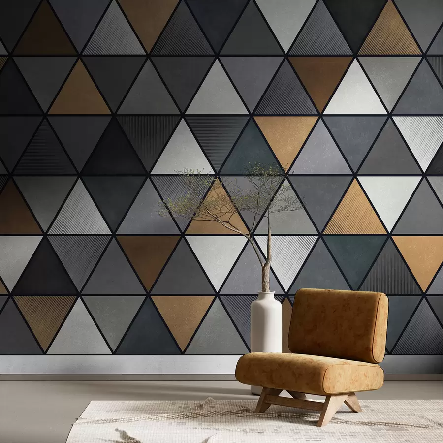 fototapeter Trekantmønster med grå og varme nyanser w05095v1