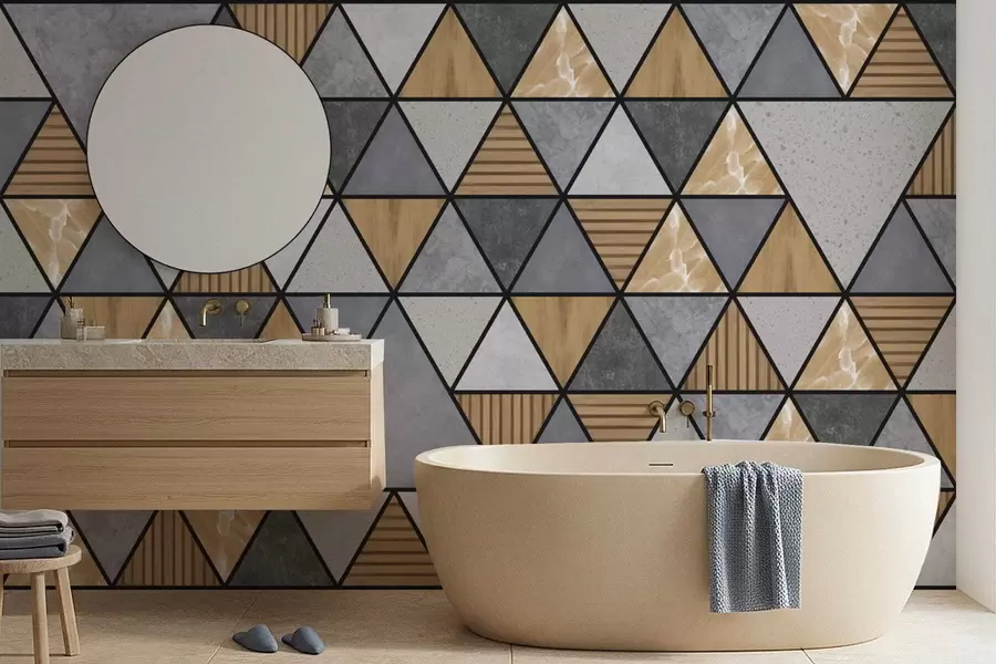 fototapeter Triangel ornament med nøytrale og varme farger w05096v1