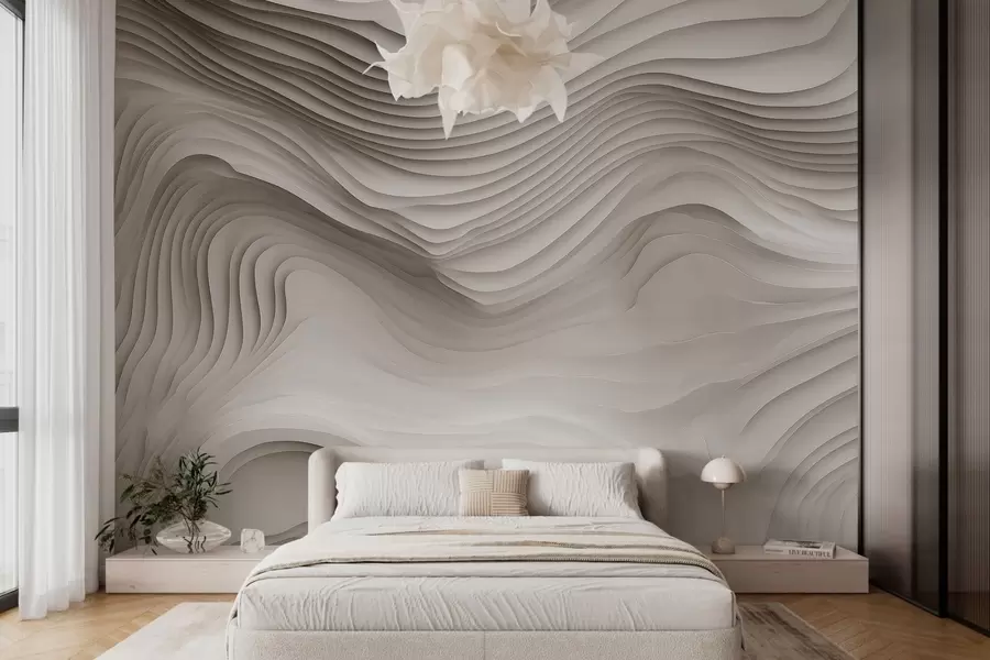 fototapeter imitasjon av voluminøse trappetrinnsrelieffer i beige toner w05061v1