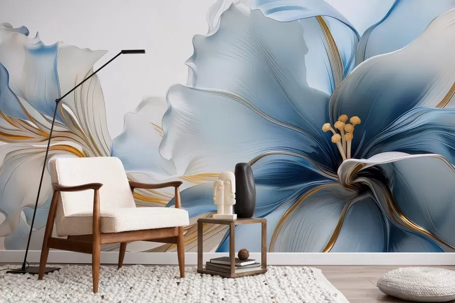 fototapeter Delikat blå stor blomst w05006