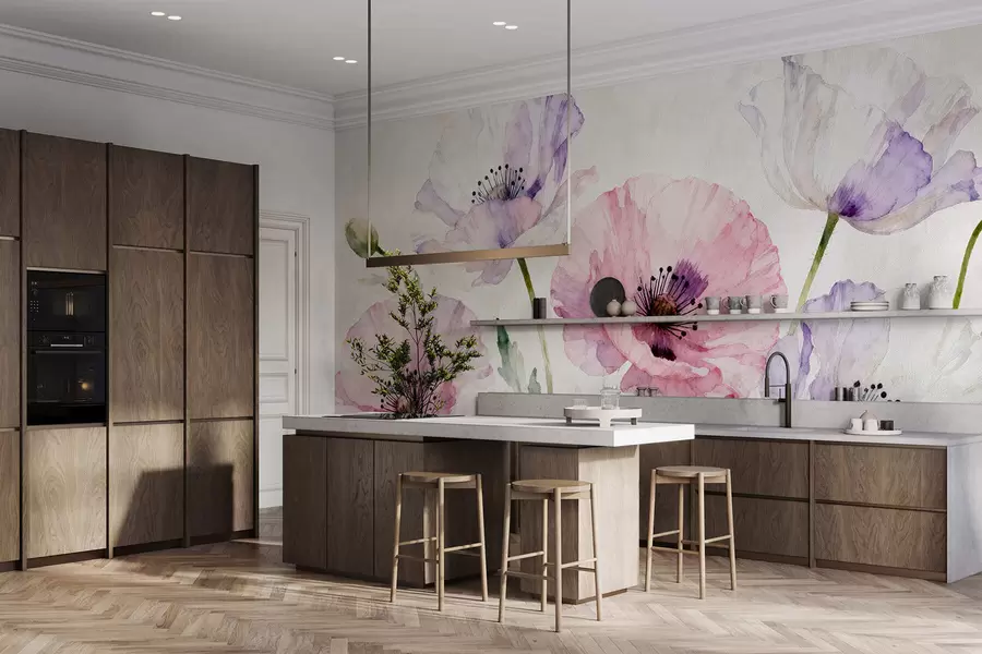 fototapeter Valmuer i akvarell w05174