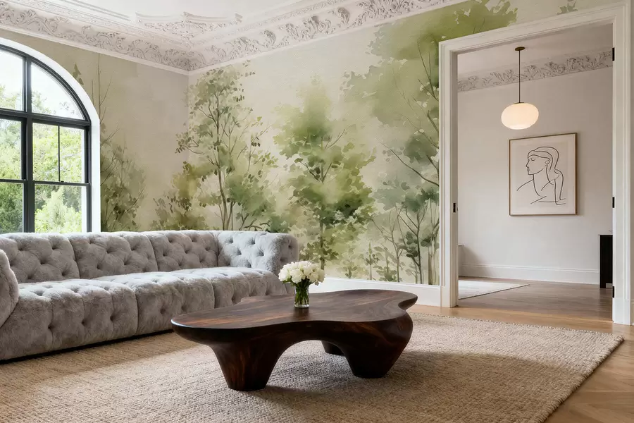 fototapeter Akvarell løvskog w05180