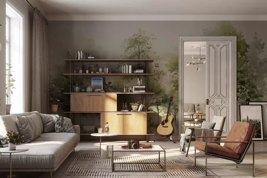 fototapeter Akvarell løvskog w05180