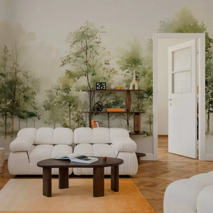 fototapeter Akvarell løvskog w05180