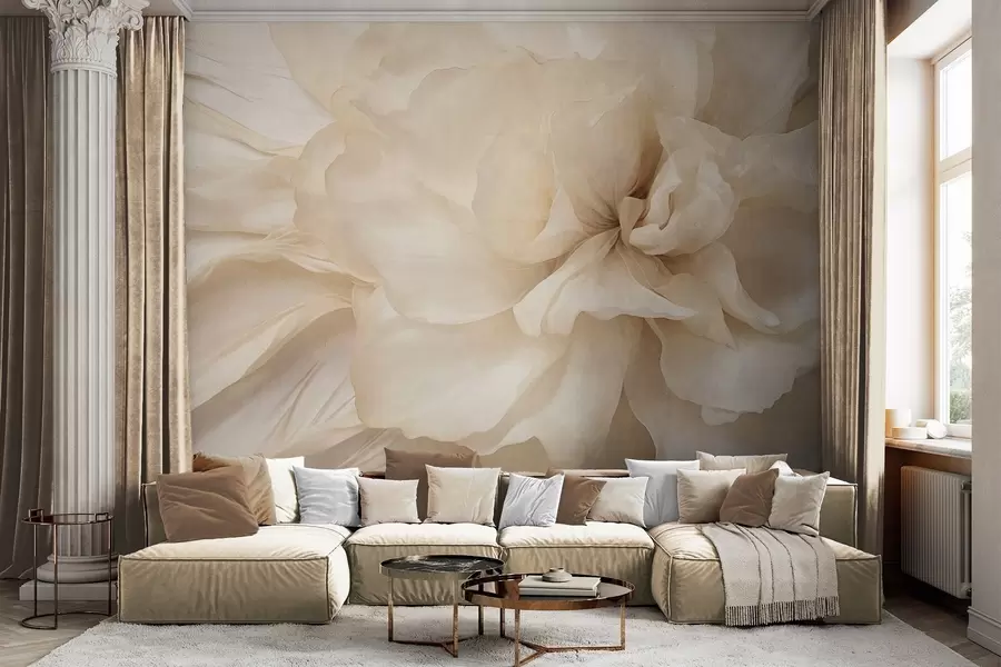 fototapeter Teksturert, delikat, lys blomst med gjennomsiktige kronblader, myk abstrakt bakgrunn w09632