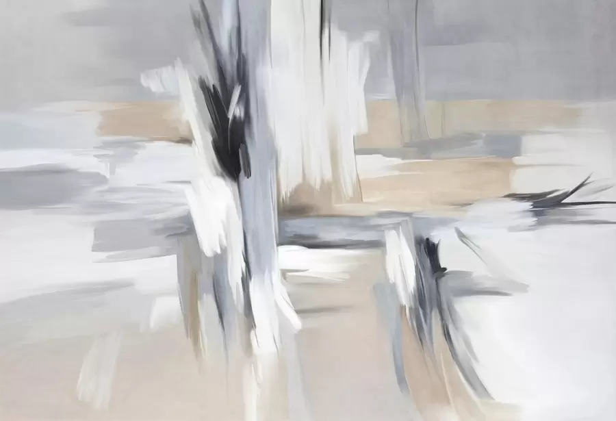fototapeter Abstrakt teksturert malestil med penselstrøk i nyanser av hvitt, grått og beige w09651