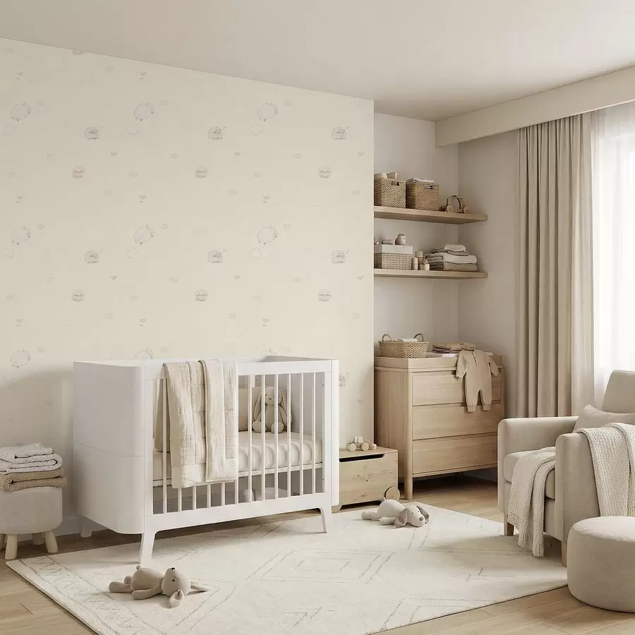 fototapeter Søtt mønster med sauer og små hjerter a01109