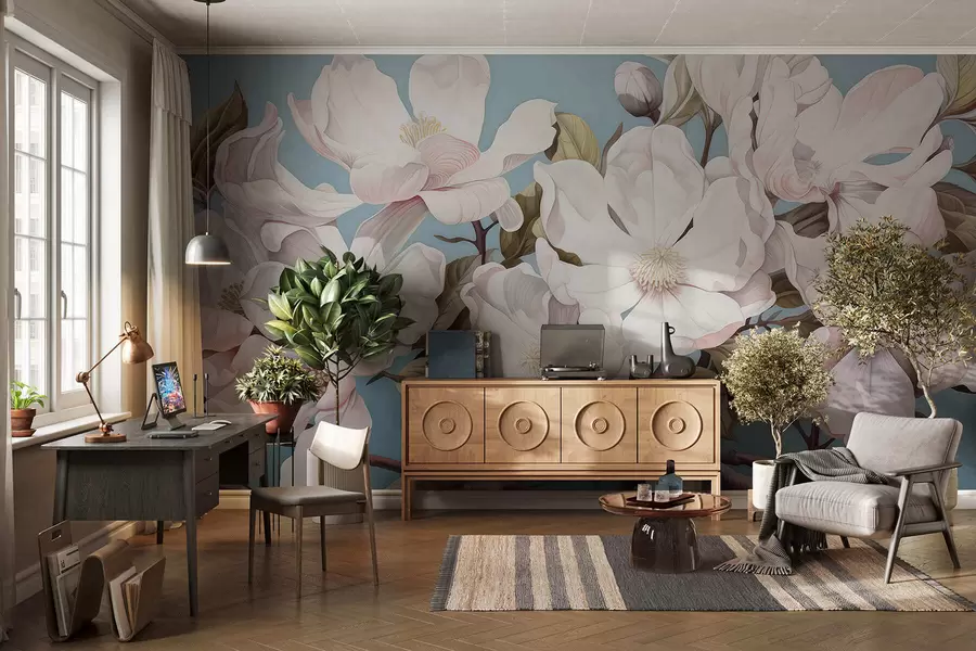 fototapeter Frodige blomster på en gren w05178