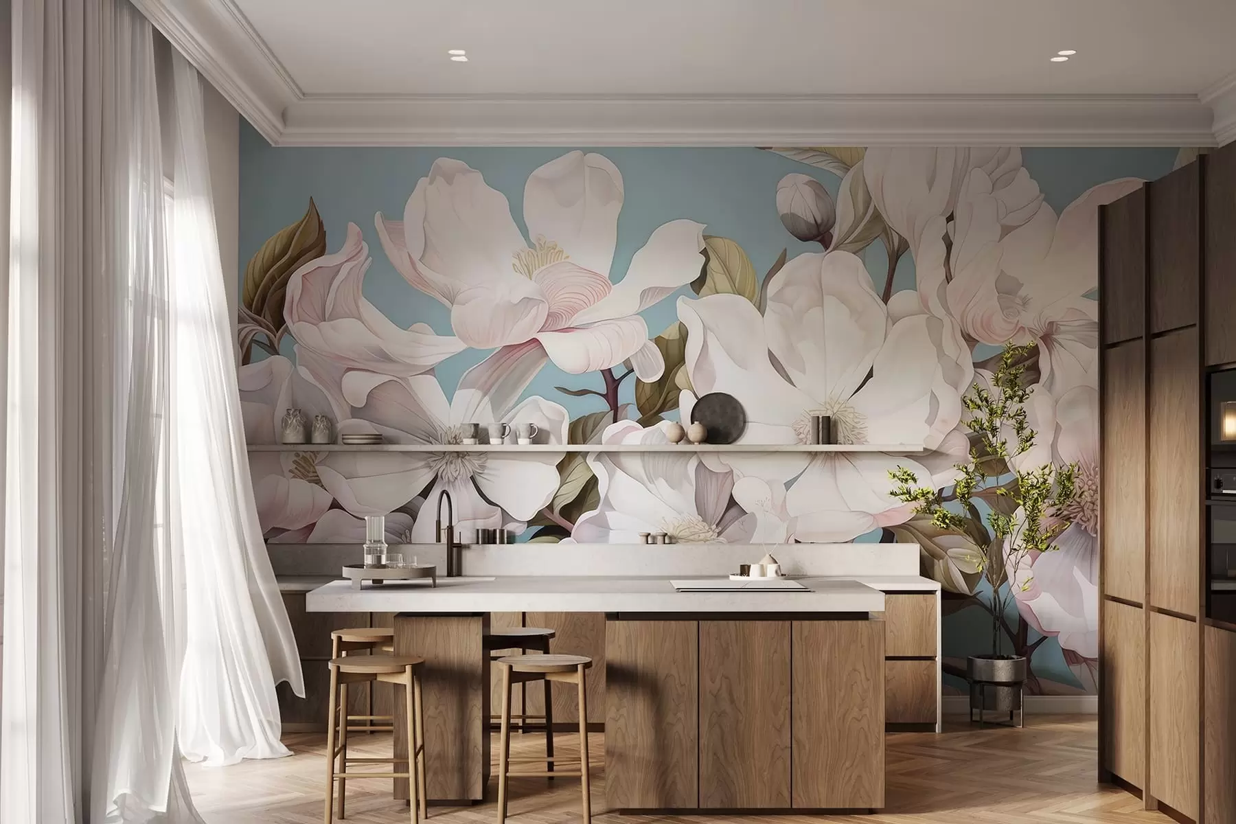 fototapeter Frodige blomster på en gren w05178