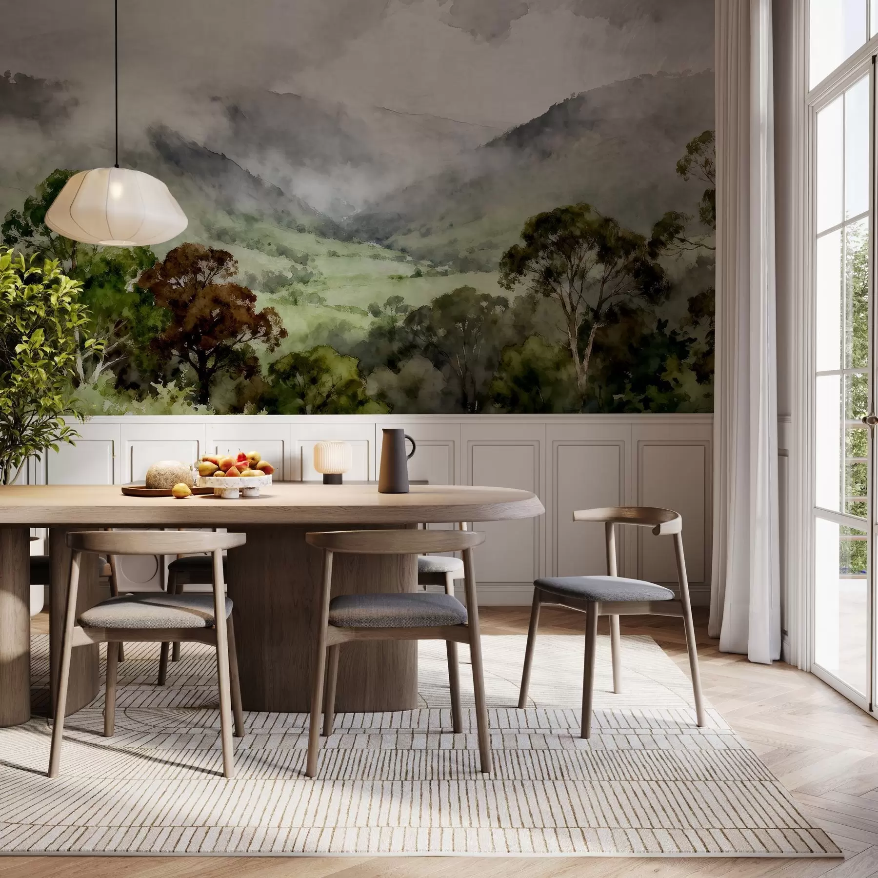 fototapeter Malt landskap i tåken w05185