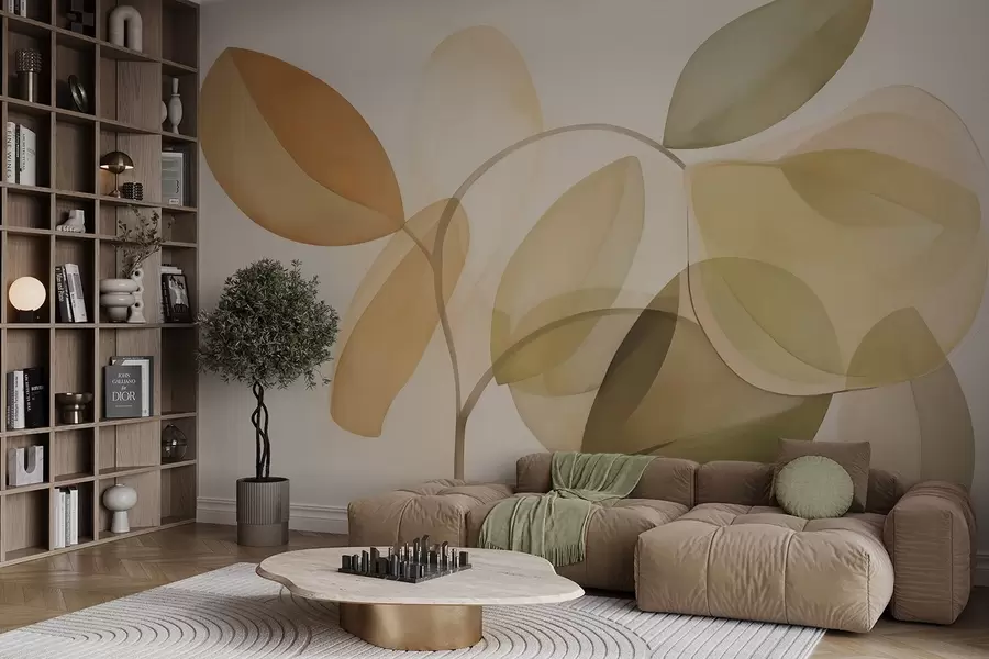 fototapeter Abstrakt bladimitasjon av maleri w05208