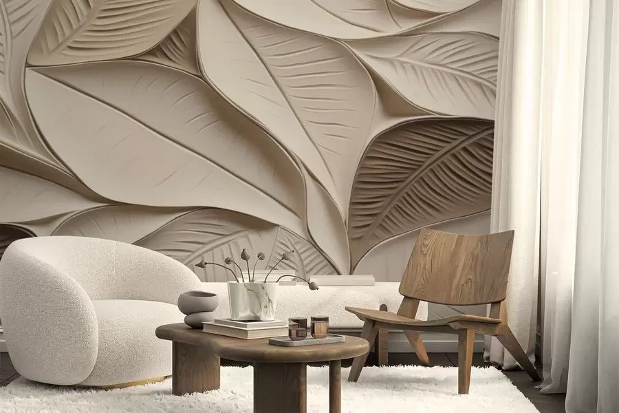 fototapeter Abstrakte blader med årer w05209