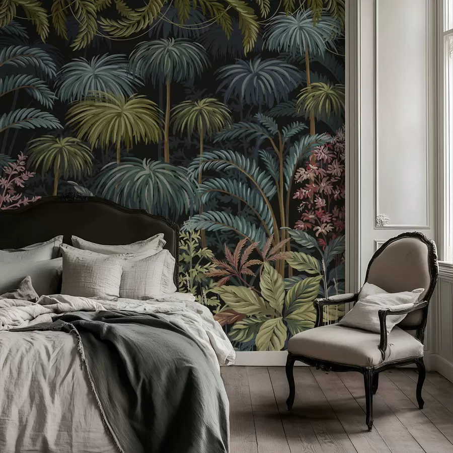 fototapeter Tett tropisk løvverk med store blader w05116