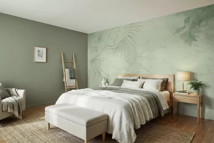 fototapeter Lineære planter på kjølig blå bakgrunn w05128v2