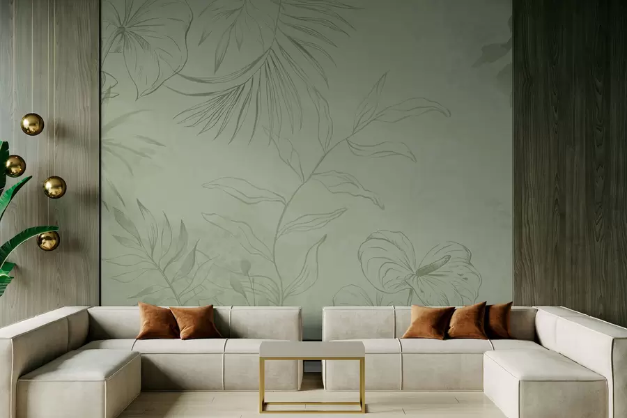 fototapeter Lineære planter på kjølig blå bakgrunn w05128v2