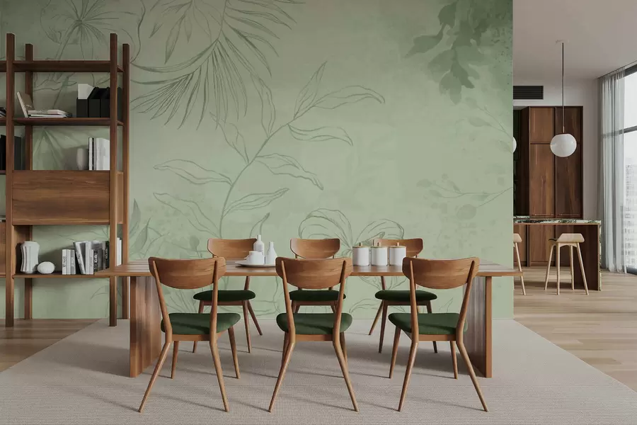 fototapeter Lineære planter på kjølig blå bakgrunn w05128v2