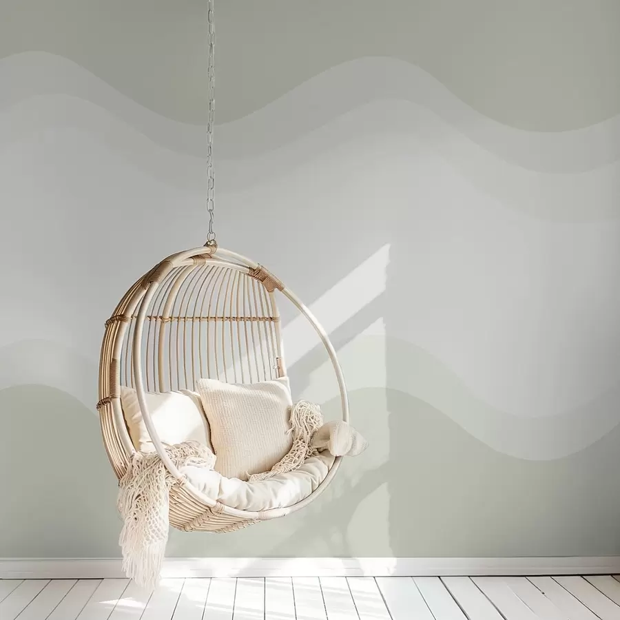 fototapeter Abstrakte bølger i lysegrønn palett w05132v1