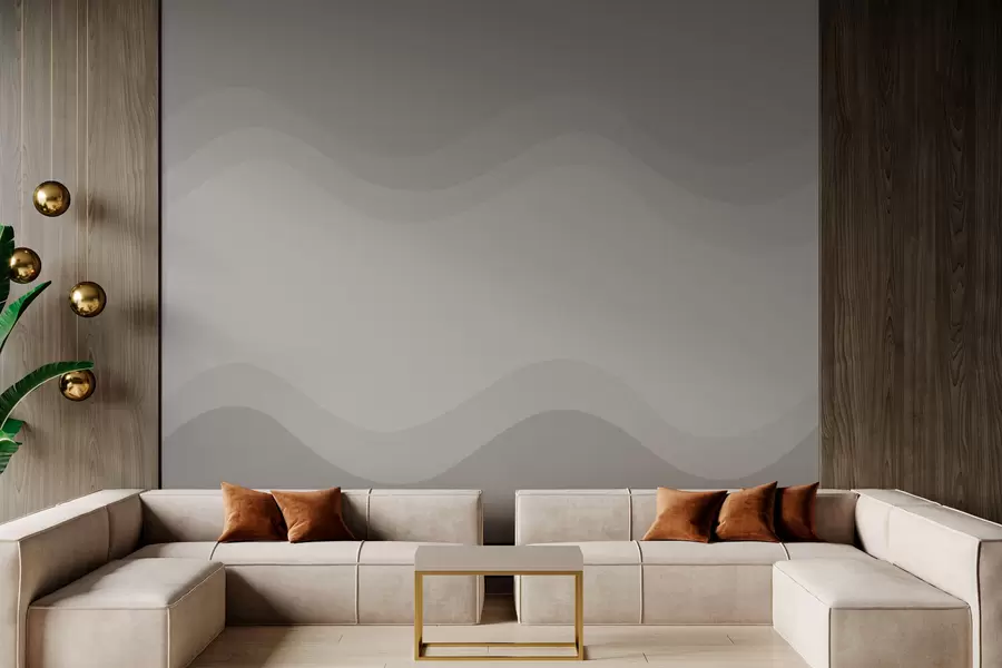 fototapeter Abstrakte bølger i nøytral beige palett w05132v3