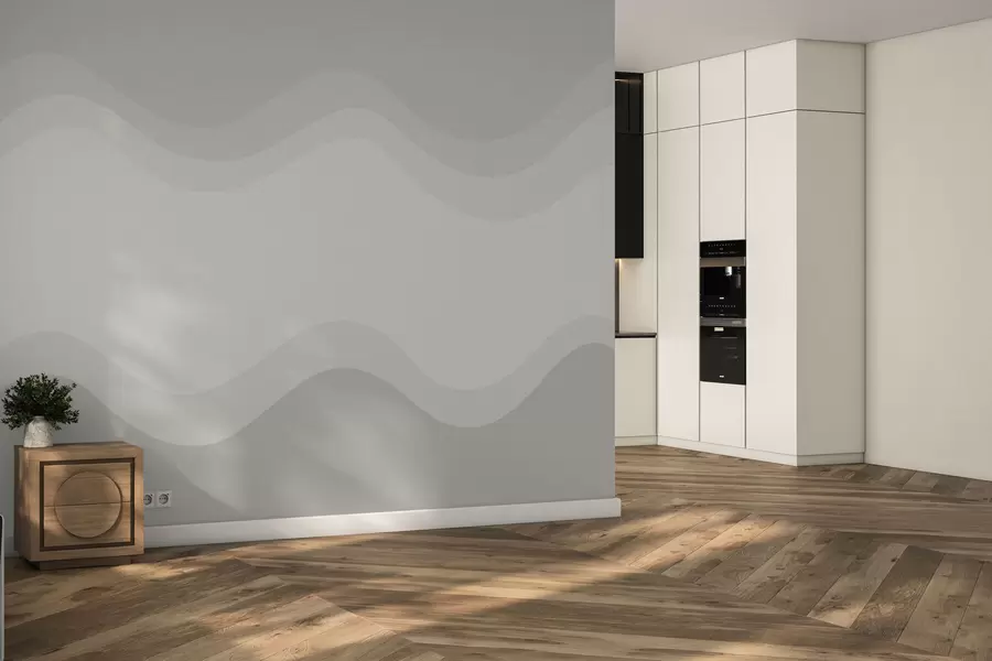 fototapeter Abstrakte bølger i nøytral beige palett w05132v3