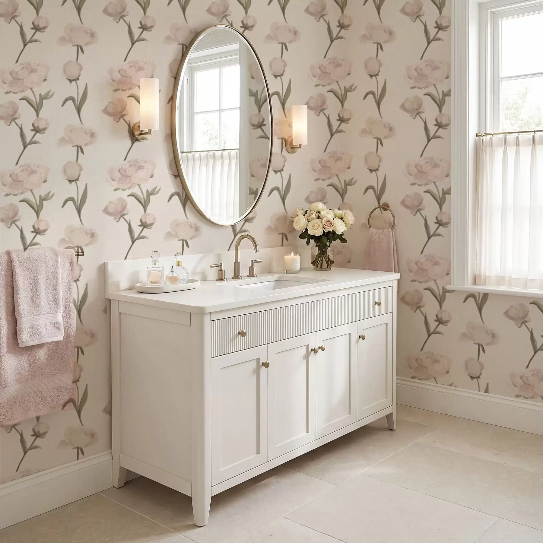 fototapeter Myke rosa pioner på lys bakgrunn a01114