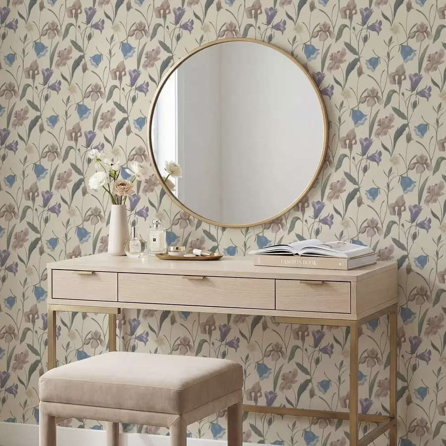 fototapeter Pastellblomstermønster på lys bakgrunn a01118