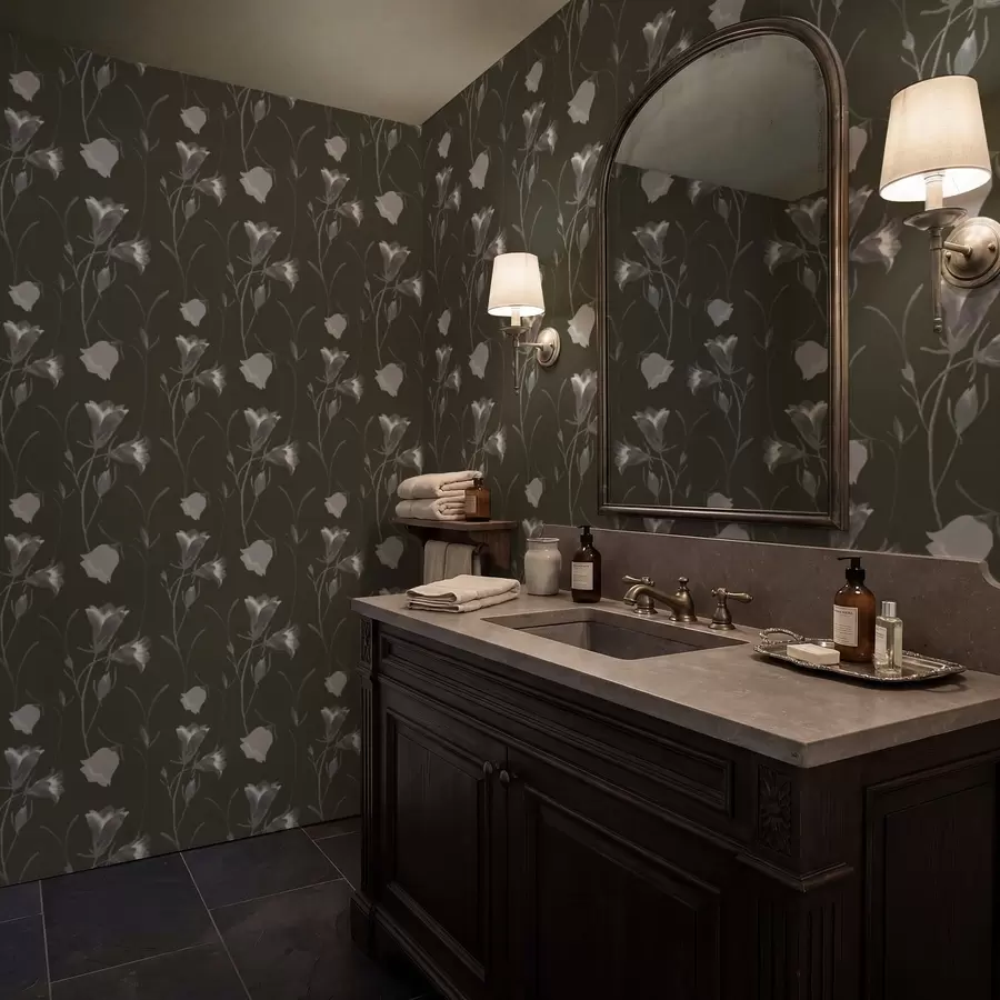 fototapeter Grå klokkeblomster på mørk bakgrunn a01119v1