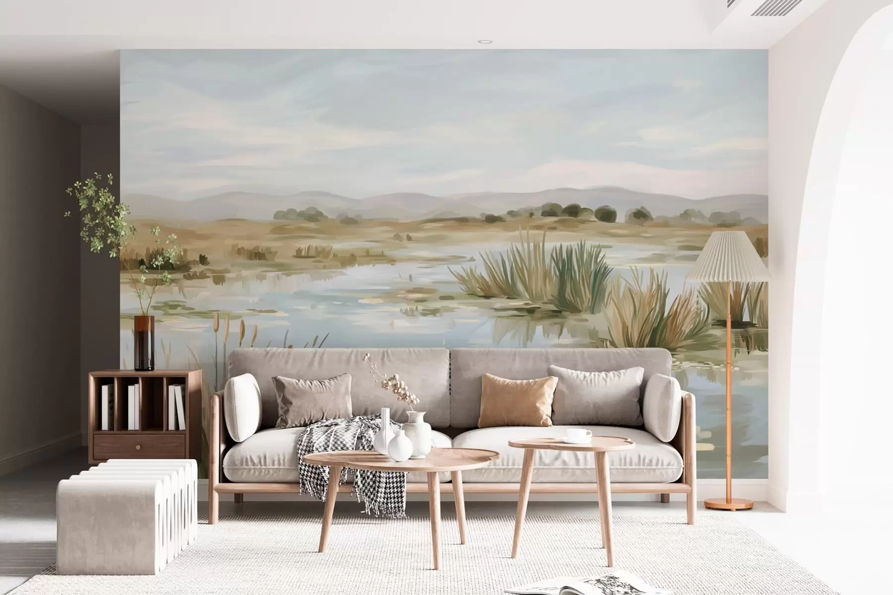 fototapeter Stille, fredelig innsjø i pittoresk landskap w05214