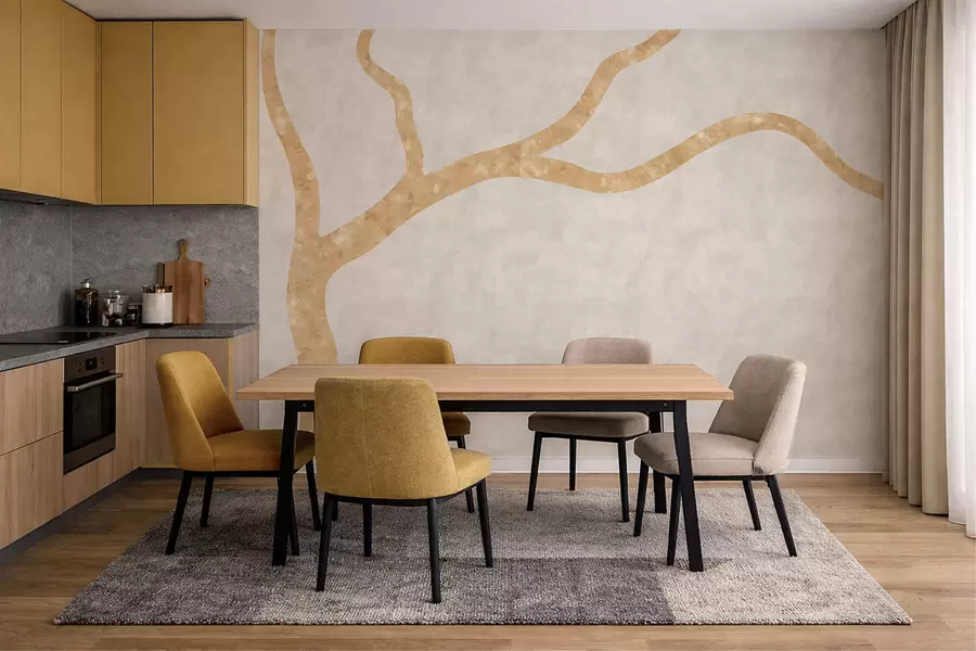 fototapeter Lys gren på blek bakgrunn w05144