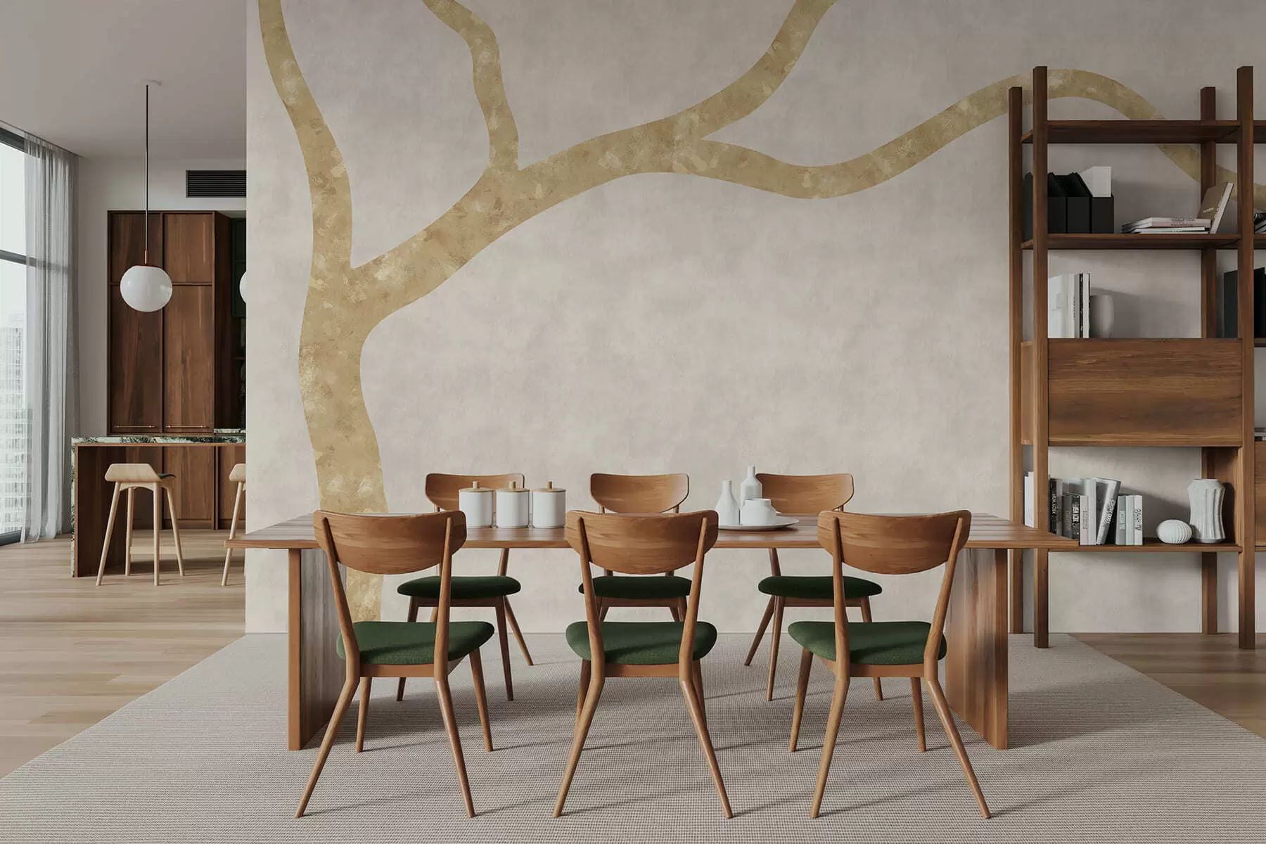 fototapeter Lys gren på blek bakgrunn w05144