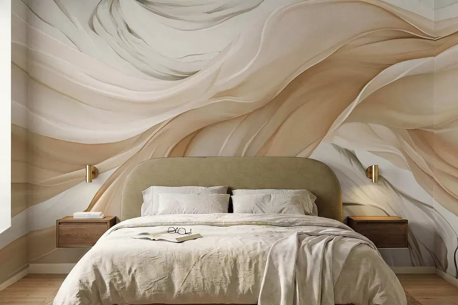 fototapeter Bølgende beige stoff w05152