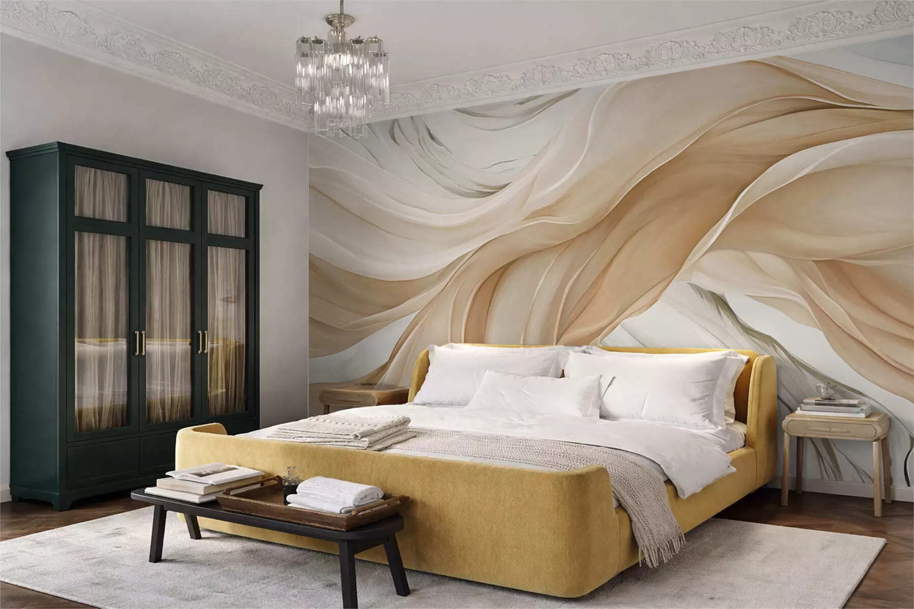 fototapeter Bølgende beige stoff w05152