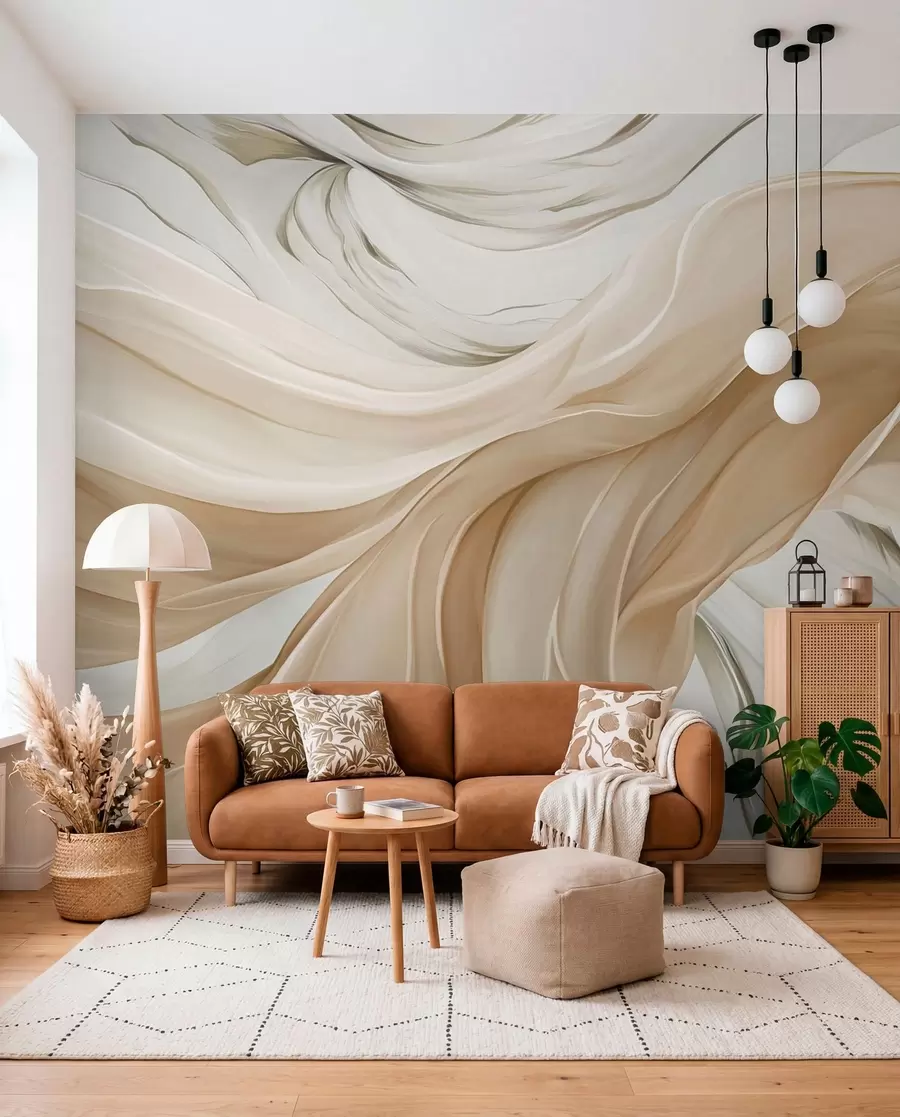 fototapeter Bølgende beige stoff w05152