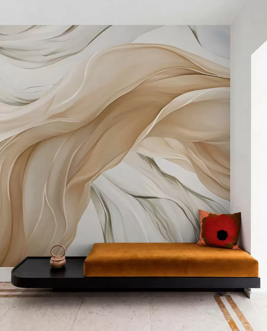fototapeter Bølgende beige stoff w05152