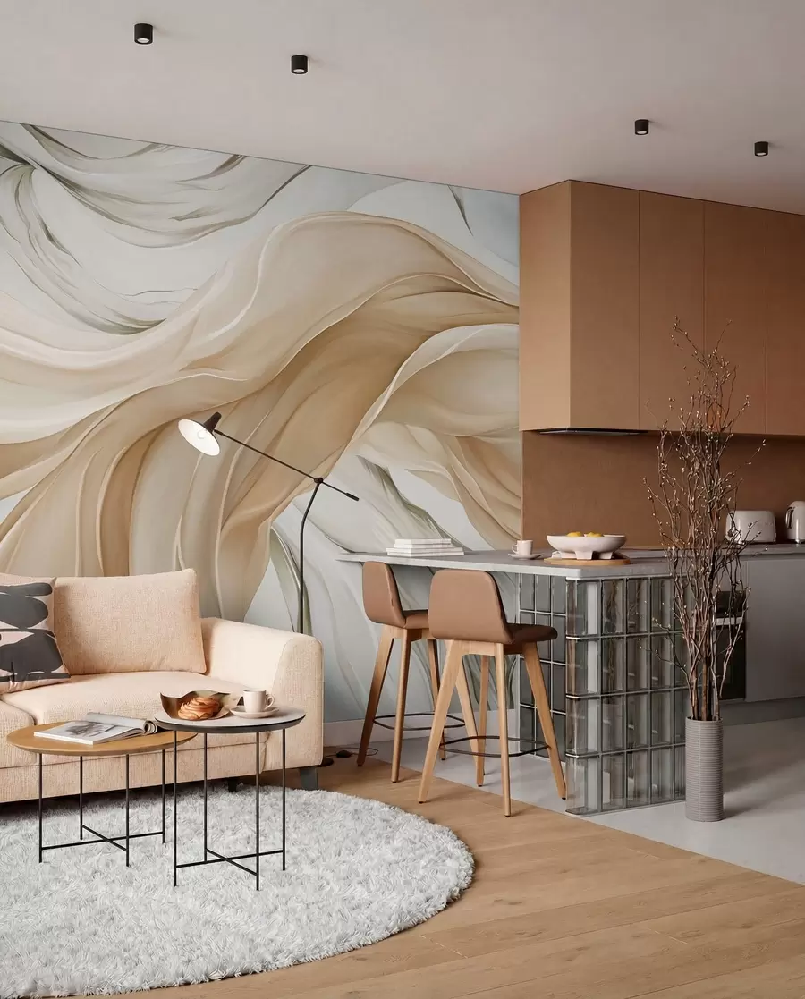 fototapeter Bølgende beige stoff w05152