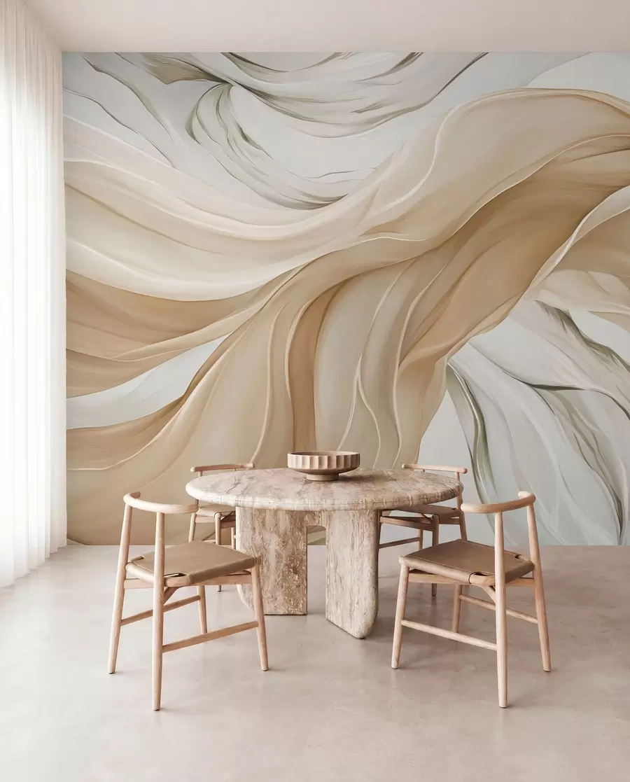 fototapeter Bølgende beige stoff w05152