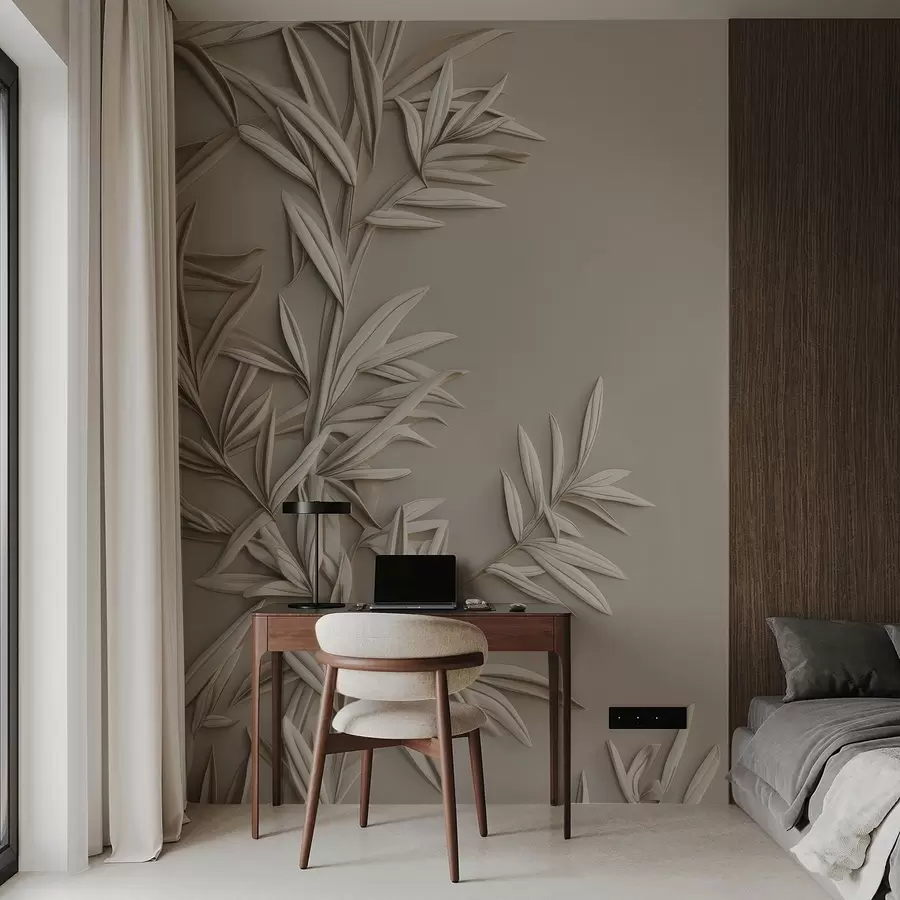 fototapeter Imitasjon av basrelieffblader w05244