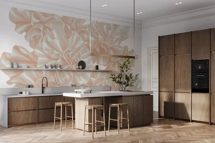 fototapeter Imitasjon av blomster fra bånd w05252