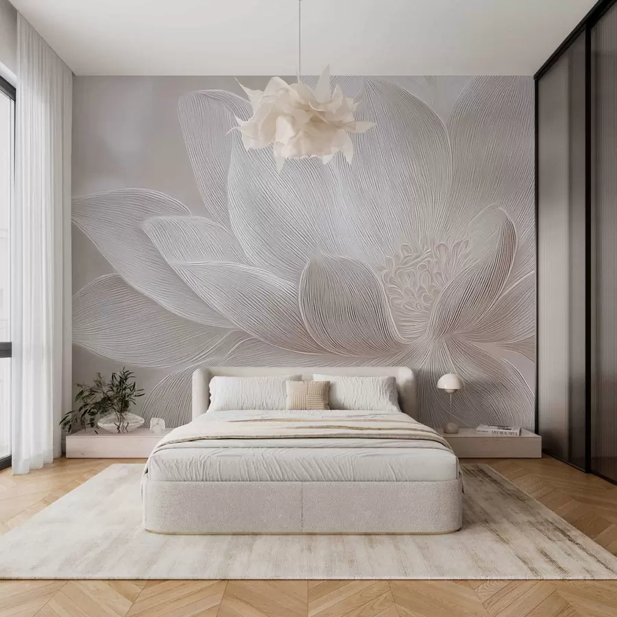 fototapeter Abstrakte bølger i lyse beige toner w05266