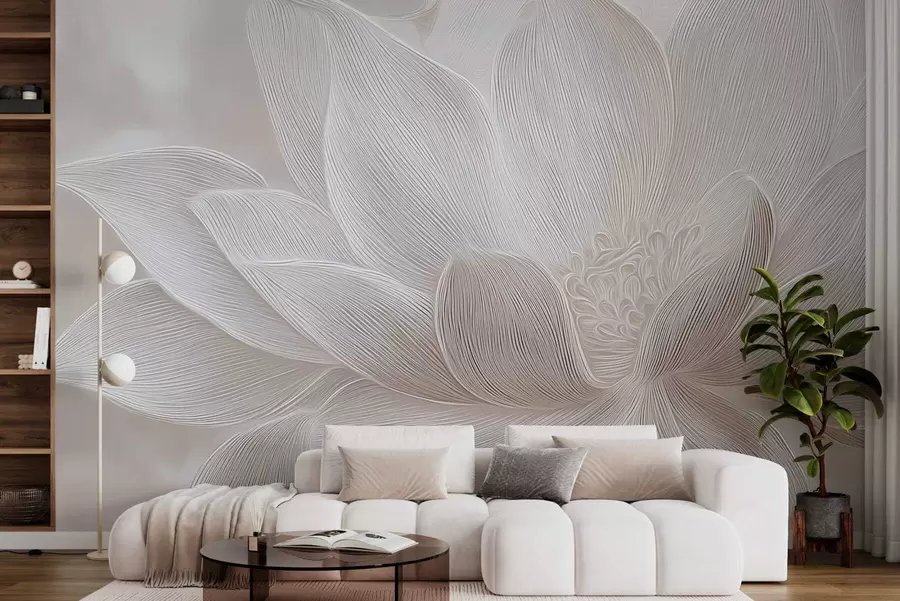 fototapeter Abstrakte bølger i lyse beige toner w05266