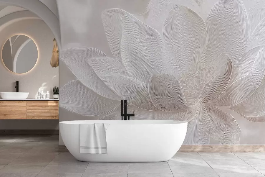 fototapeter Abstrakte bølger i lyse beige toner w05266