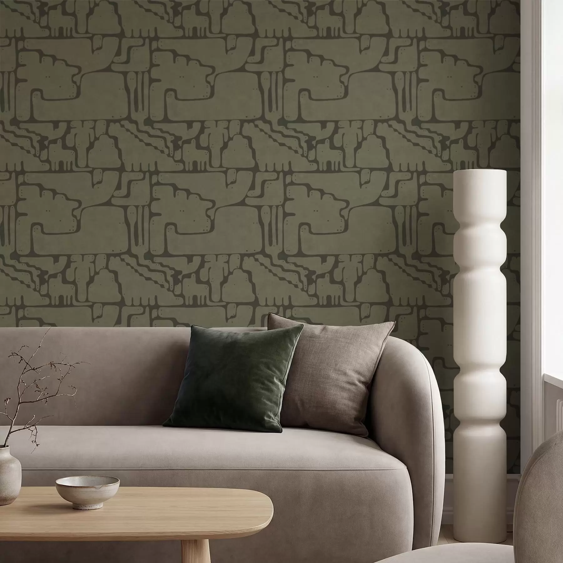 fototapeter Abstrakt organisk mønster i grønne toner a01122