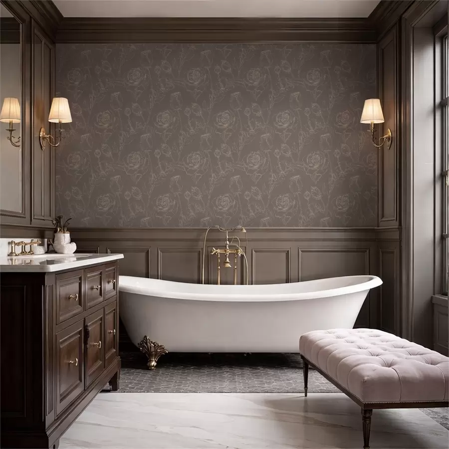 fototapeter Mørk rosa mønster på brun bakgrunn a01124v1