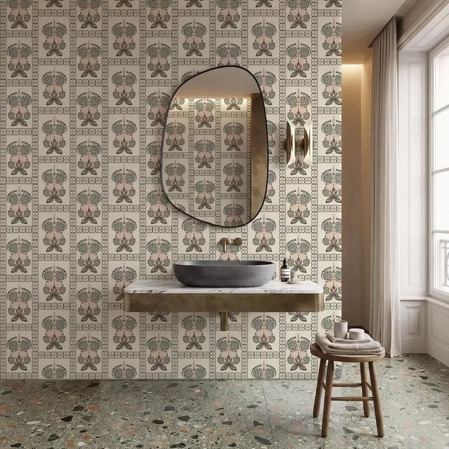 fototapeter Dekorativt mønster med sommerfugler og blomster a01125