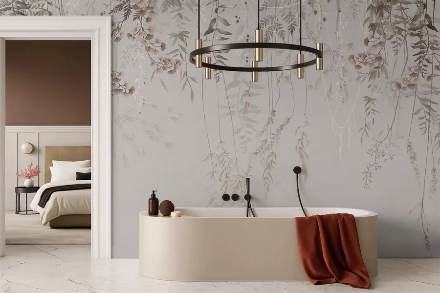 fototapeter Delikate hengende gress på en lys bakgrunn w05320v2