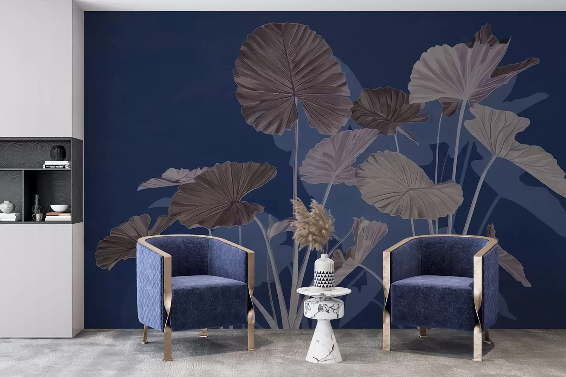 fototapeter Hagen med malte lotusblomster w05364