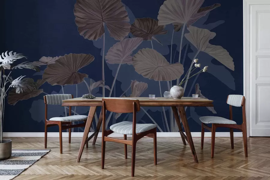 fototapeter Hagen med malte lotusblomster w05364