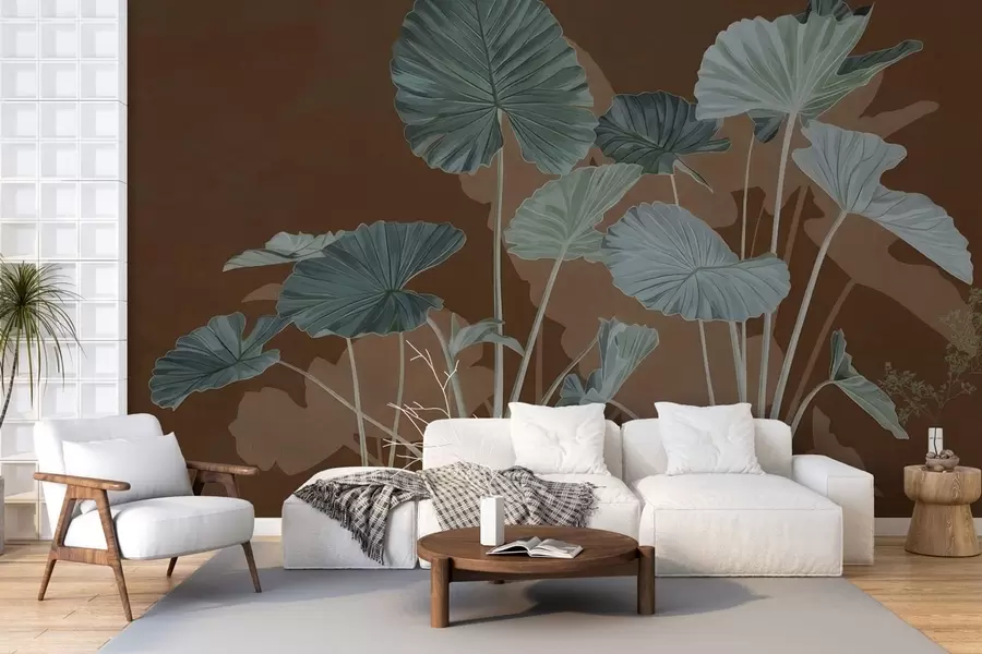 fototapeter Hagen med malte lotusblomster w05364v1