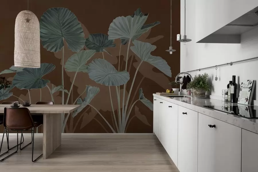 fototapeter Hagen med malte lotusblomster w05364v1