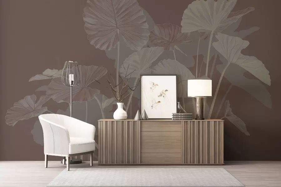 fototapeter Hagen med malte lotusblomster w05364v2