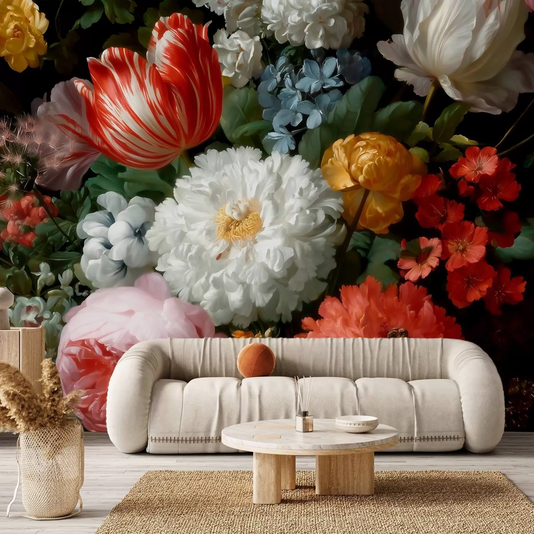 fototapeter En luksuriøs blomsteroppsats fra en vårhage w09676